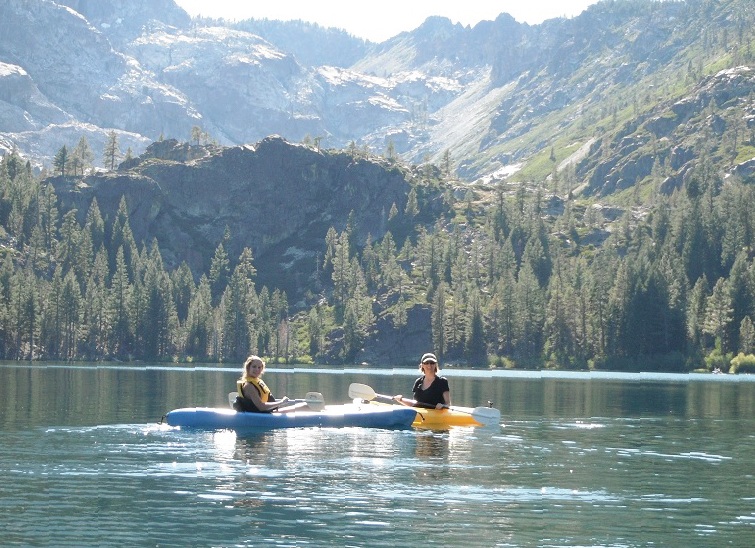 Kayaking fsihing boating camping at Lower Sardine Lake in Northern